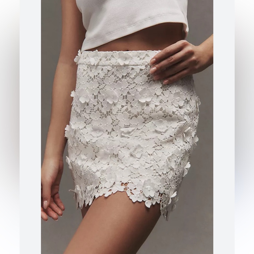 Cami NYC Ilima Floral Appliqué Mini Skirt White Wedding Bridal Shower Dress - 4
